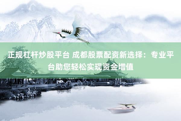 正规杠杆炒股平台 成都股票配资新选择：专业平台助您轻松实现资金增值
