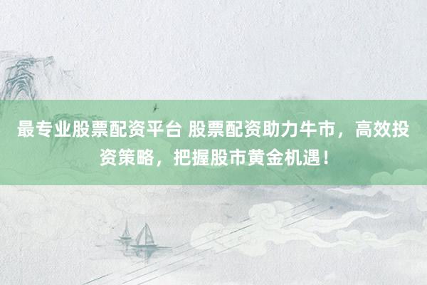 最专业股票配资平台 股票配资助力牛市，高效投资策略，把握股市黄金机遇！