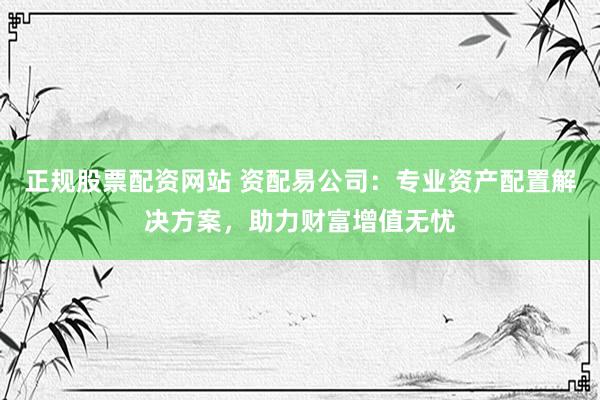 正规股票配资网站 资配易公司：专业资产配置解决方案，助力财富增值无忧