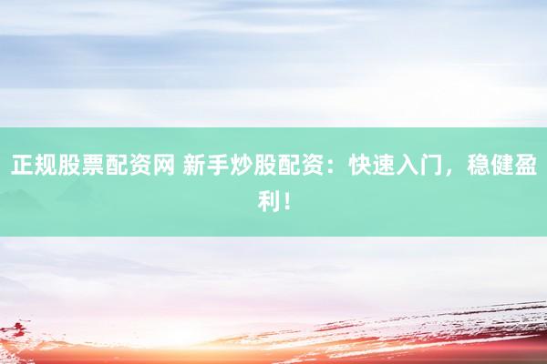 正规股票配资网 新手炒股配资：快速入门，稳健盈利！