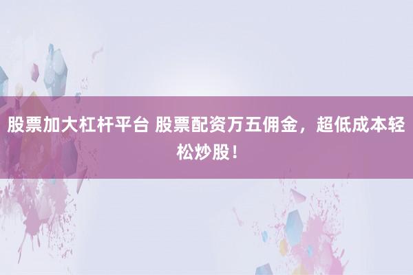 股票加大杠杆平台 股票配资万五佣金，超低成本轻松炒股！