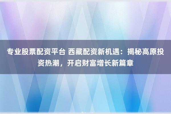 专业股票配资平台 西藏配资新机遇：揭秘高原投资热潮，开启财富增长新篇章