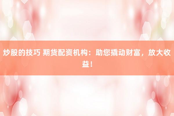 炒股的技巧 期货配资机构：助您撬动财富，放大收益！
