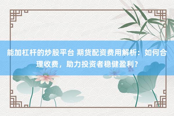 能加杠杆的炒股平台 期货配资费用解析:如何合理收费,助力投资者稳健盈利?