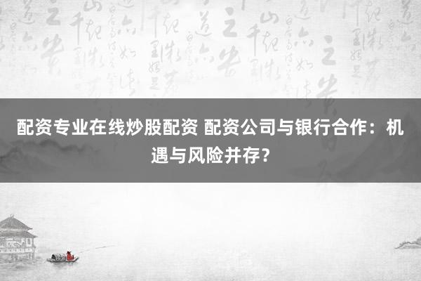 配资专业在线炒股配资 配资公司与银行合作:机遇与风险并存?