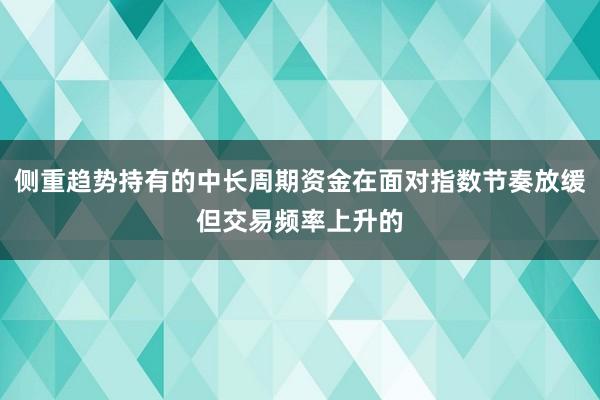 侧重趋势持有的中长周期资金在面对指数节奏放缓但交易频率上升的