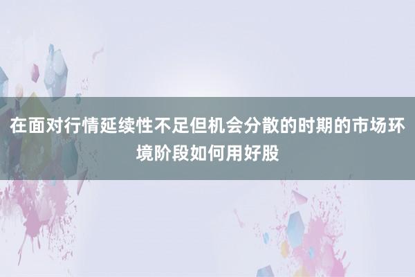 在面对行情延续性不足但机会分散的时期的市场环境阶段如何用好股