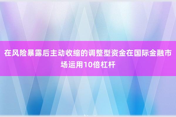 在风险暴露后主动收缩的调整型资金在国际金融市场运用10倍杠杆