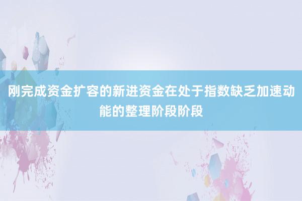 刚完成资金扩容的新进资金在处于指数缺乏加速动能的整理阶段阶段