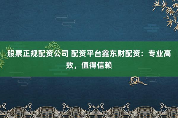 股票正规配资公司 配资平台鑫东财配资：专业高效，值得信赖