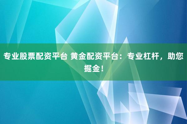 专业股票配资平台 黄金配资平台:专业杠杆,助您掘金!