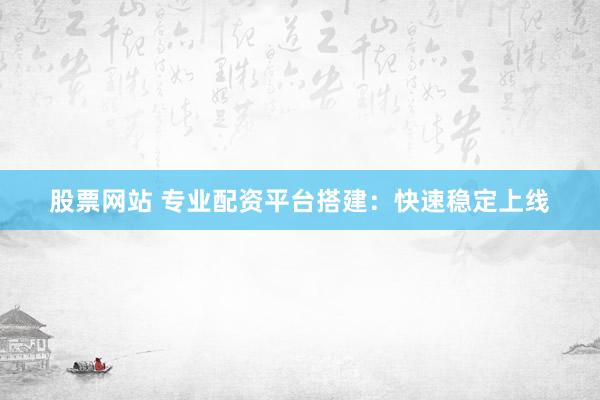 股票网站 专业配资平台搭建：快速稳定上线