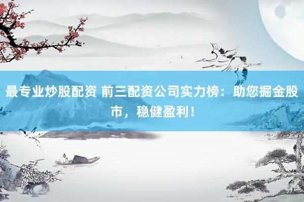 最专业炒股配资 前三配资公司实力榜：助您掘金股市，稳健盈利！